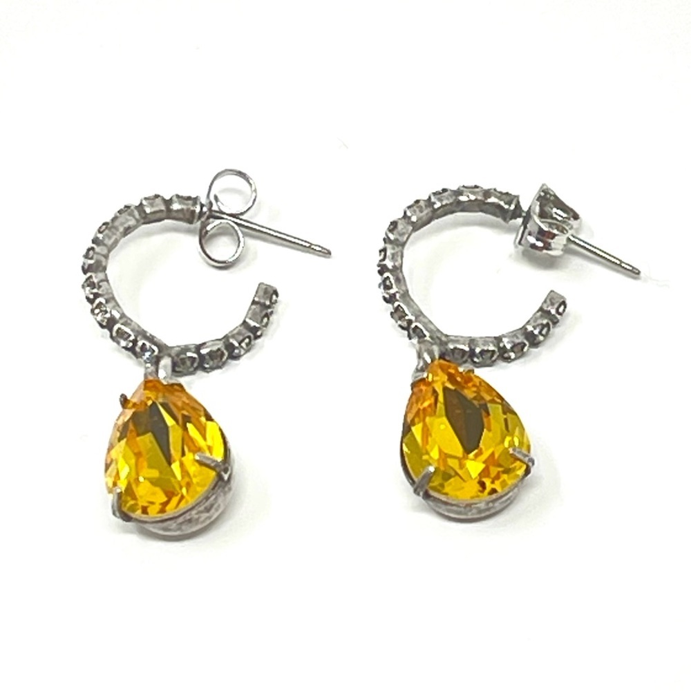 New Anthropologie Citrine Pave Drop Earrings